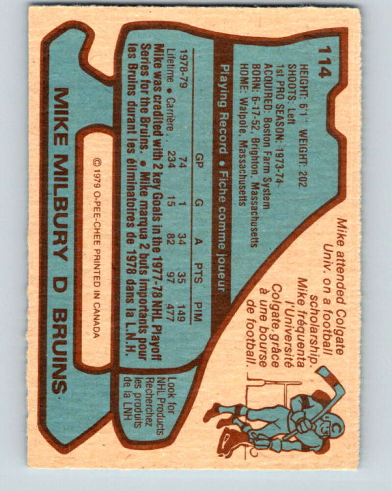 1979-80 O-Pee-Chee #114 Mike Milbury Boston Bruins V17768