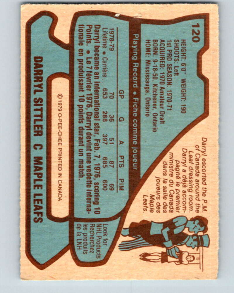 1979-80 O-Pee-Chee #120 Darryl Sittler Toronto Maple Leafs V17811