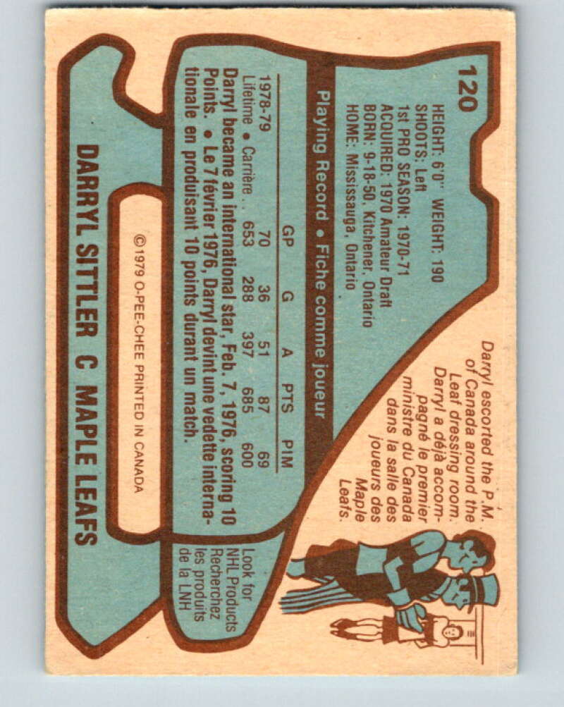 1979-80 O-Pee-Chee #120 Darryl Sittler Toronto Maple Leafs V17813