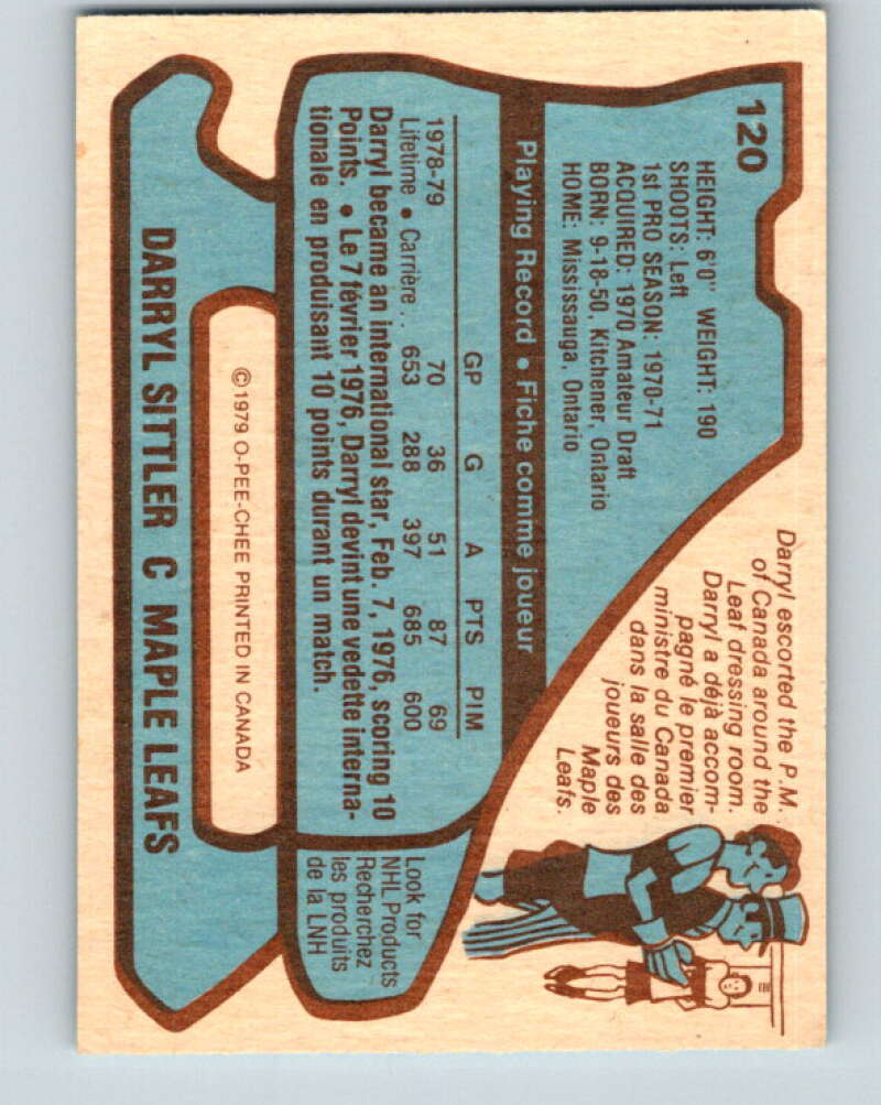 1979-80 O-Pee-Chee #120 Darryl Sittler Toronto Maple Leafs V17814