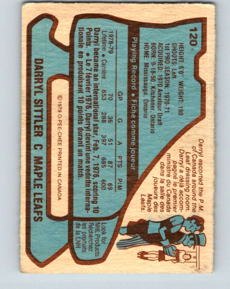 1979-80 O-Pee-Chee #120 Darryl Sittler Toronto Maple Leafs V17817