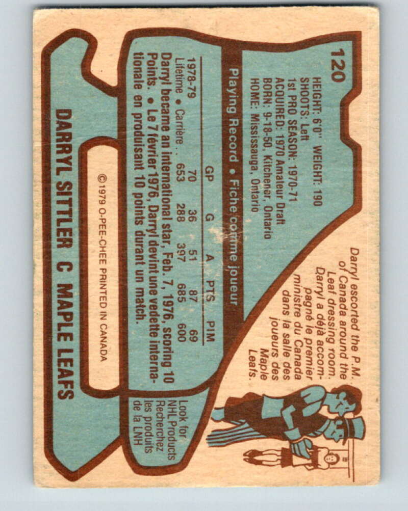 1979-80 O-Pee-Chee #120 Darryl Sittler Toronto Maple Leafs V17819
