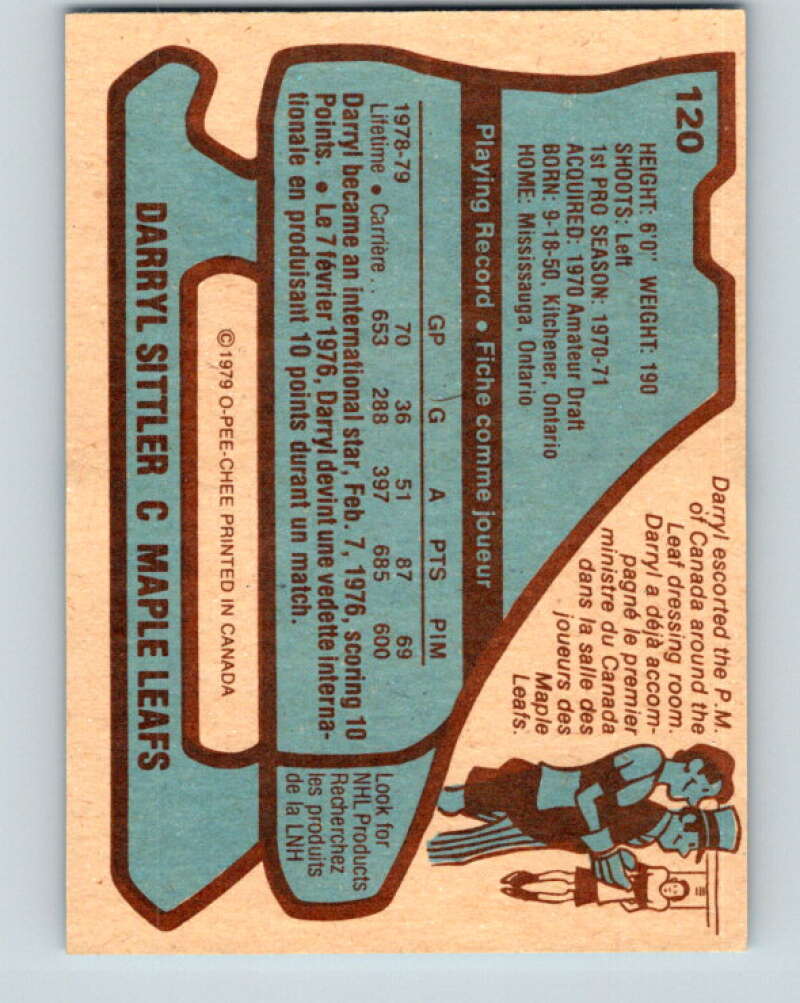 1979-80 O-Pee-Chee #120 Darryl Sittler Toronto Maple Leafs V17820