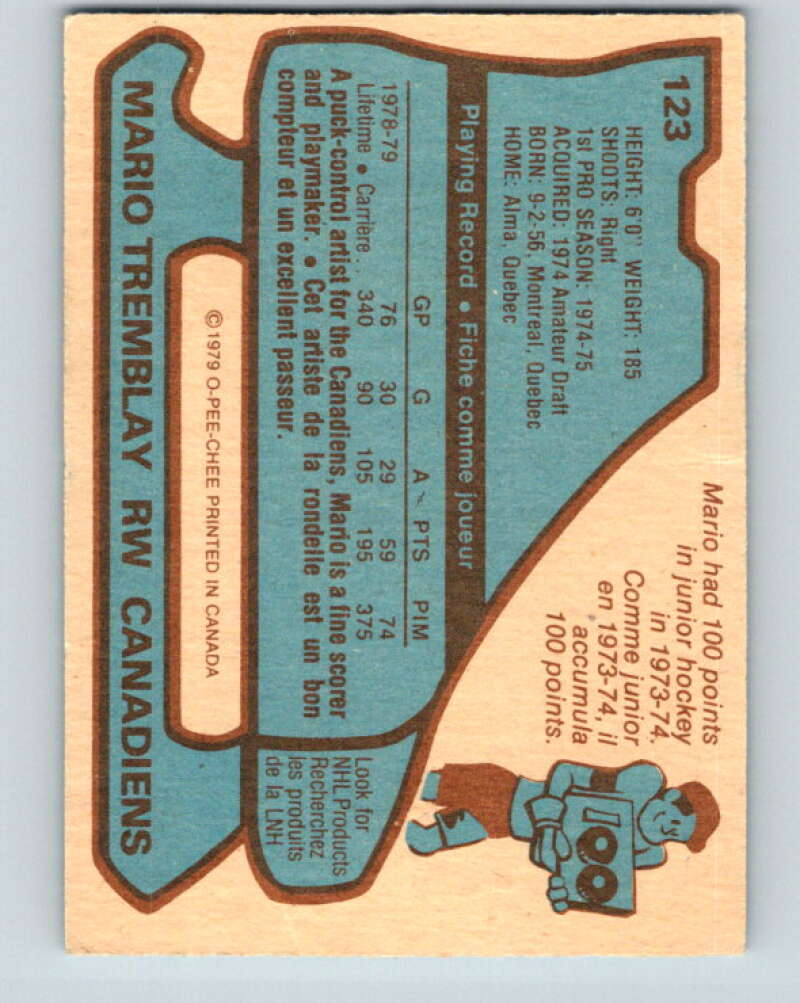 1979-80 O-Pee-Chee #123 Mario Tremblay Montreal Canadiens V17848
