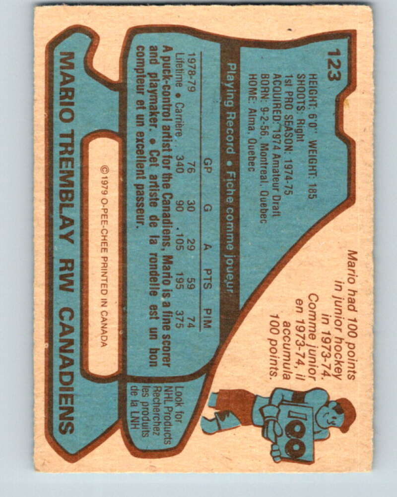 1979-80 O-Pee-Chee #123 Mario Tremblay Montreal Canadiens V17854