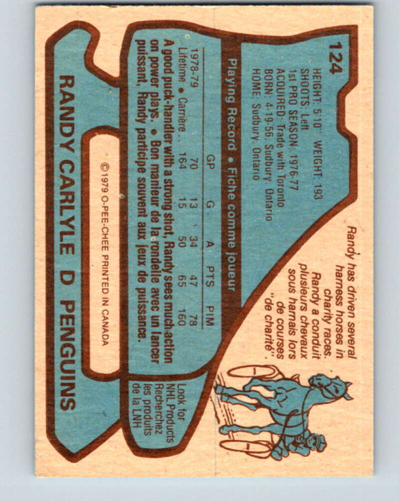 1979-80 O-Pee-Chee #124 Randy Carlyle Pittsburgh Penguins V17857