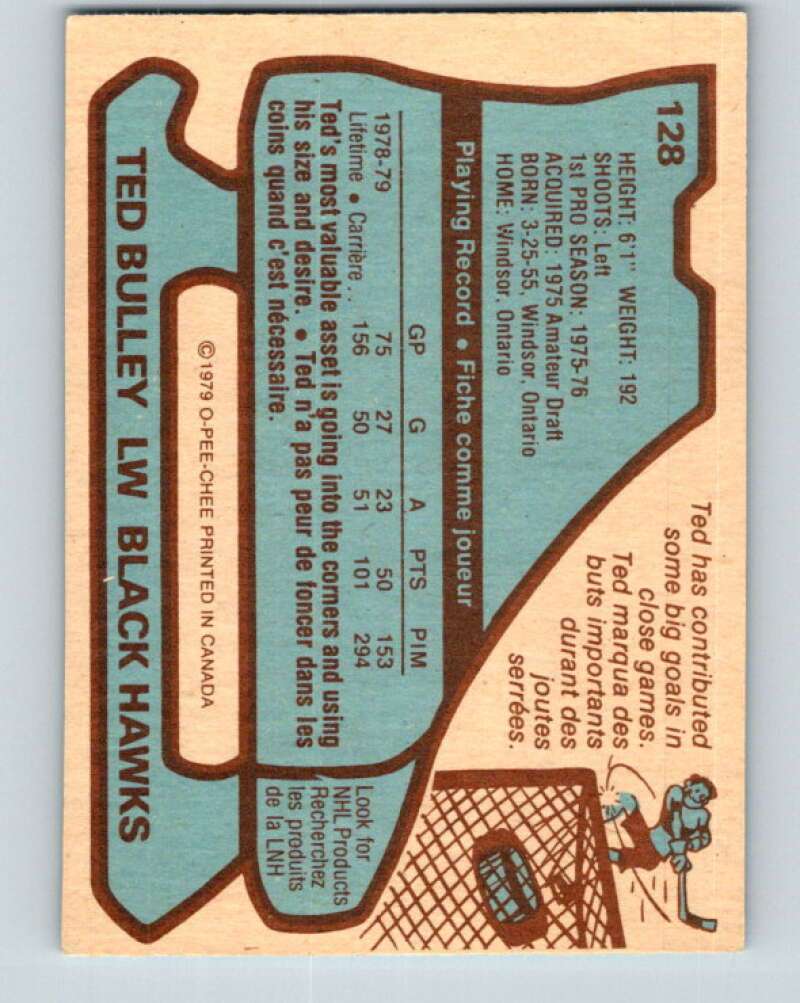 1979-80 O-Pee-Chee #128 Ted Bulley Chicago Blackhawks V17896
