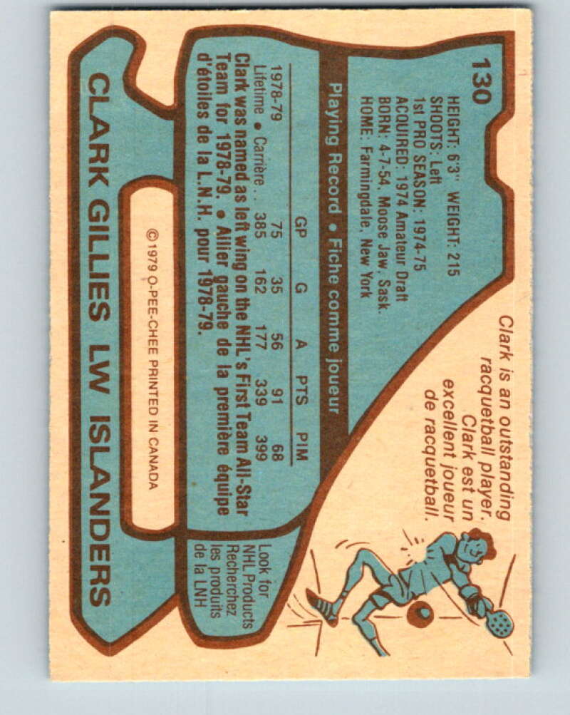 1979-80 O-Pee-Chee #130 Clark Gillies AS New York Islanders V17917