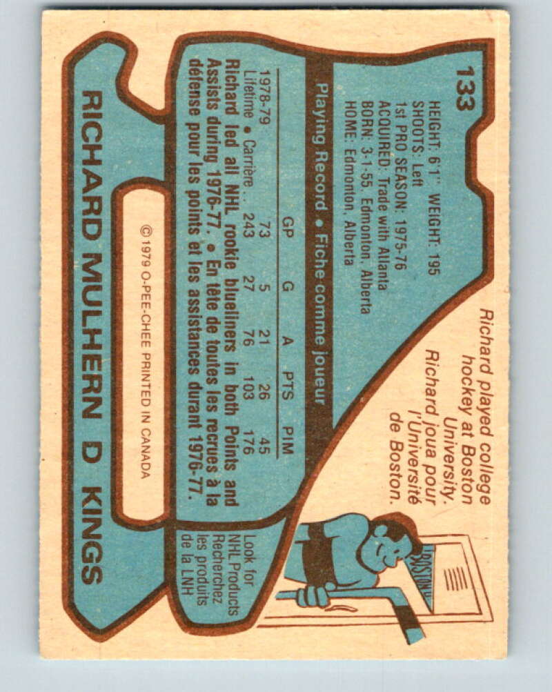 1979-80 O-Pee-Chee #133 Richard Mulhern Los Angeles Kings V17956