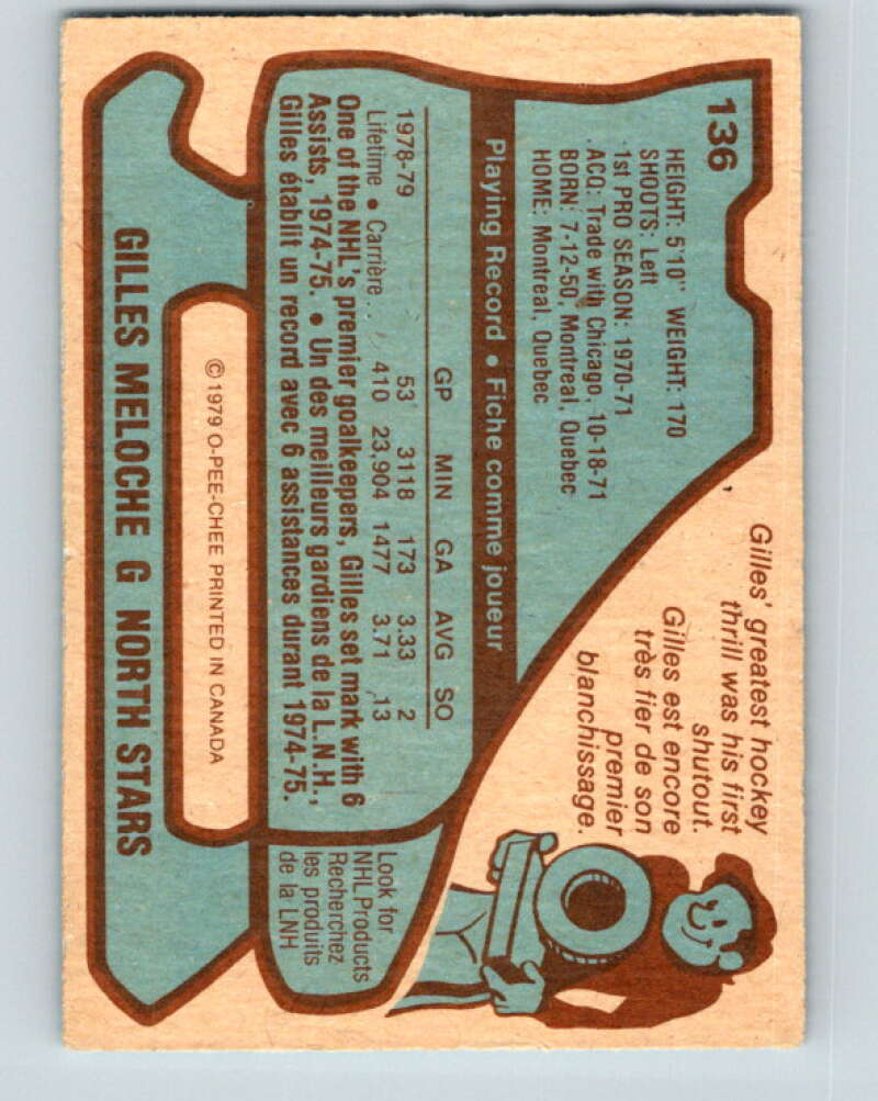 1979-80 O-Pee-Chee #136 Gilles Meloche Minnesota North Stars V17978