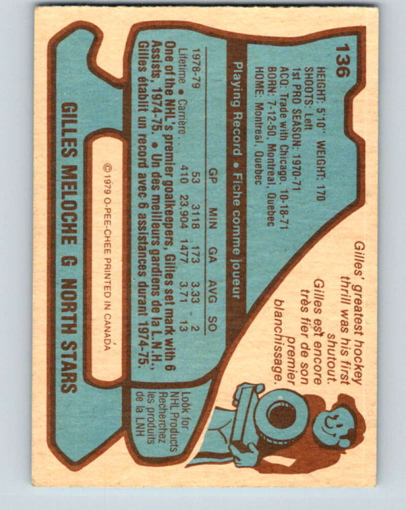 1979-80 O-Pee-Chee #136 Gilles Meloche Minnesota North Stars V17987