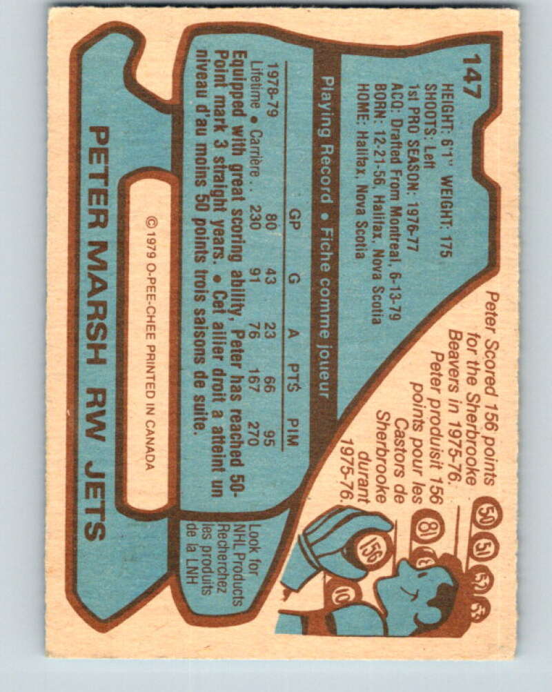 1979-80 O-Pee-Chee #147 Peter Marsh RC Rookie Winnipeg Jets V18082