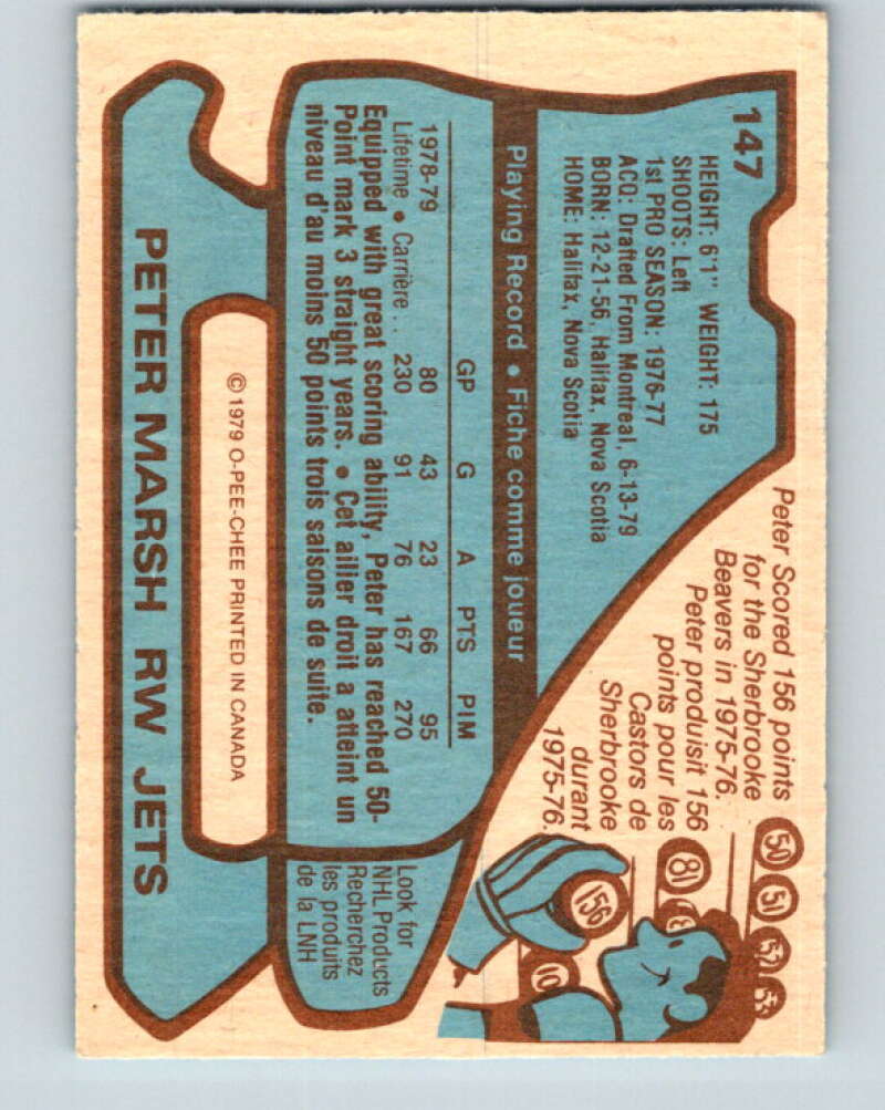 1979-80 O-Pee-Chee #147 Peter Marsh RC Rookie Winnipeg Jets V18086