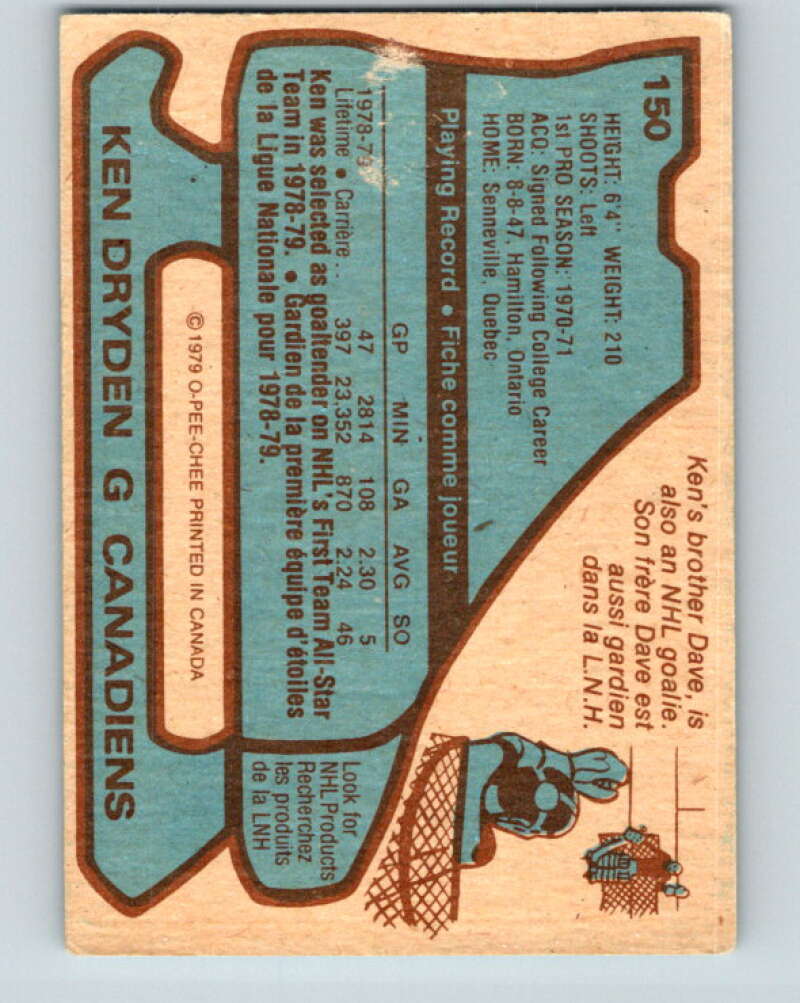 1979-80 O-Pee-Chee #150 Ken Dryden AS Montreal Canadiens V18096