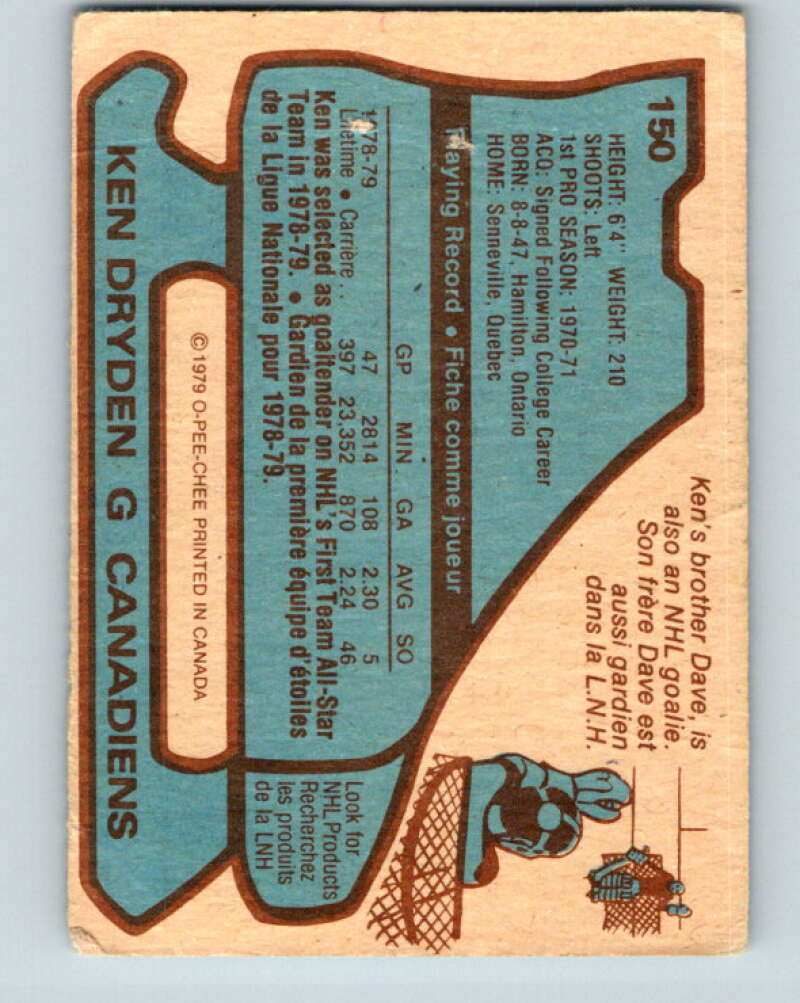 1979-80 O-Pee-Chee #150 Ken Dryden AS Montreal Canadiens V18099