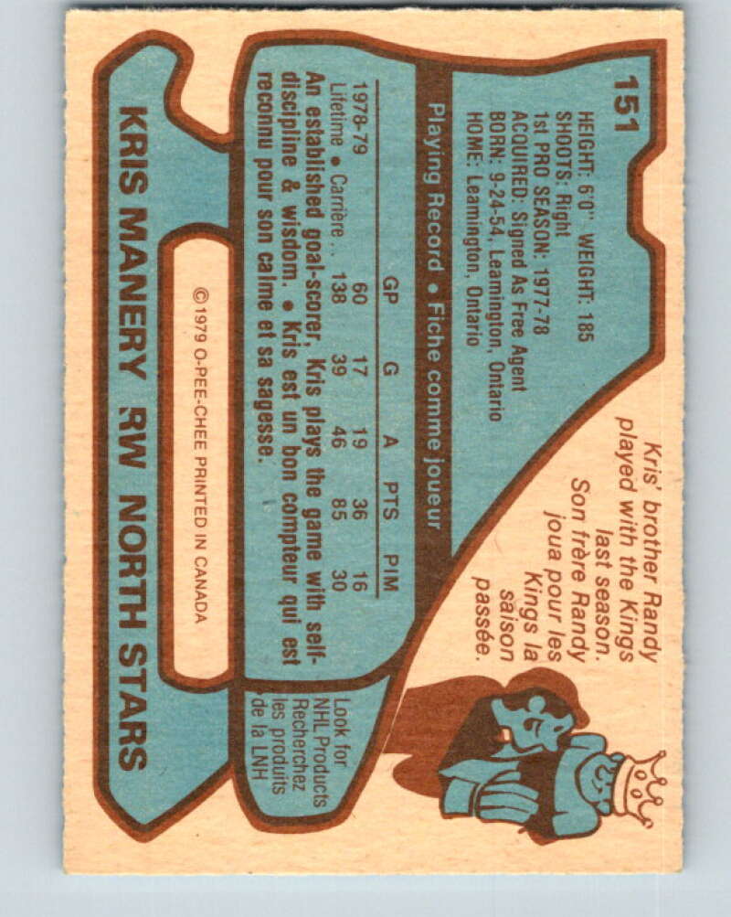 1979-80 O-Pee-Chee #151 Kris Manery Minnesota North Stars V18111