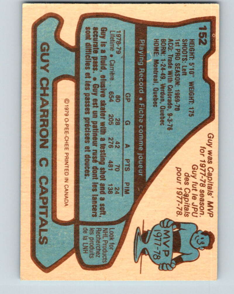 1979-80 O-Pee-Chee #152 Guy Charron Washington Capitals V18126