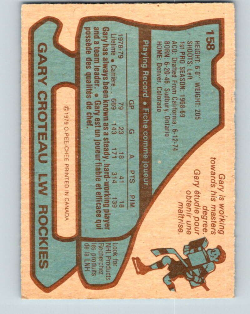 1979-80 O-Pee-Chee #158 Gary Croteau Colorado Rockies V18173