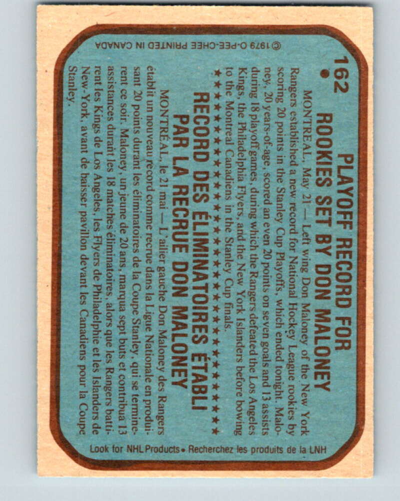 1979-80 O-Pee-Chee #162 Don Maloney RB New York Rangers V18201
