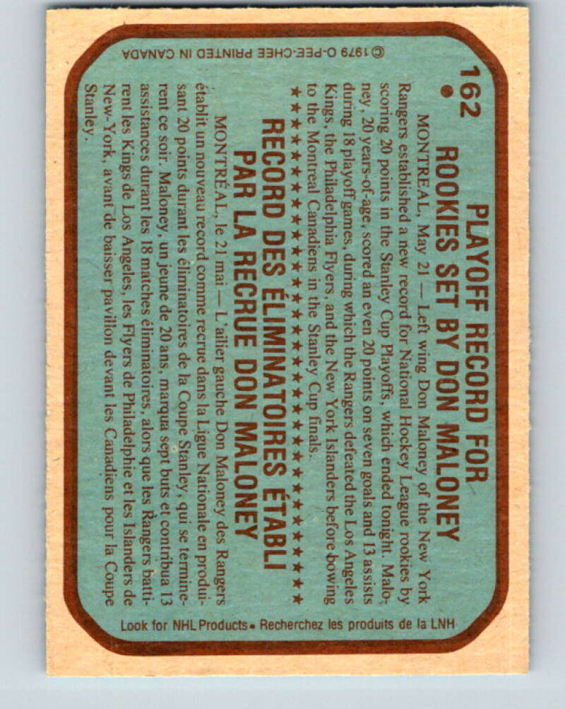 1979-80 O-Pee-Chee #162 Don Maloney RB New York Rangers V18204
