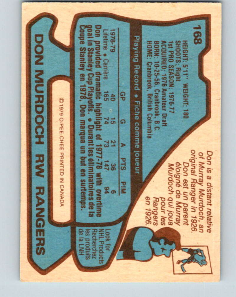 1979-80 O-Pee-Chee #168 Don Murdoch New York Rangers V18267