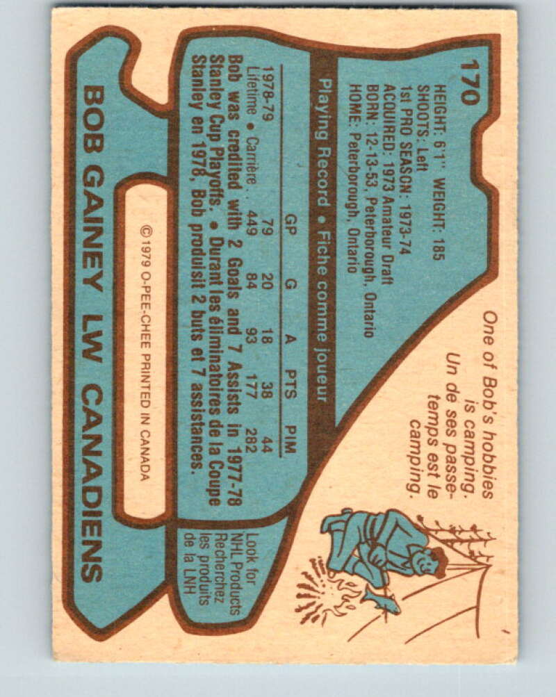 1979-80 O-Pee-Chee #170 Bob Gainey Montreal Canadiens V18283