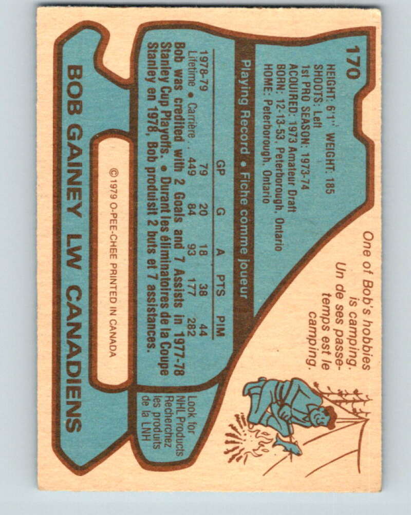 1979-80 O-Pee-Chee #170 Bob Gainey Montreal Canadiens V18284