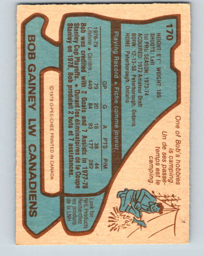 1979-80 O-Pee-Chee #170 Bob Gainey Montreal Canadiens V18287