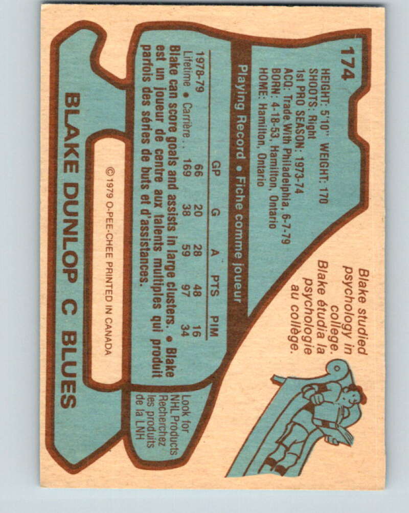 1979-80 O-Pee-Chee #174 Blake Dunlop St. Louis Blues V18337
