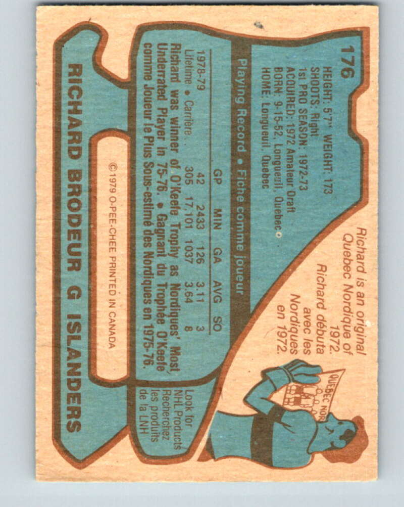 1979-80 O-Pee-Chee #176 Richard Brodeur New York Islanders V18366