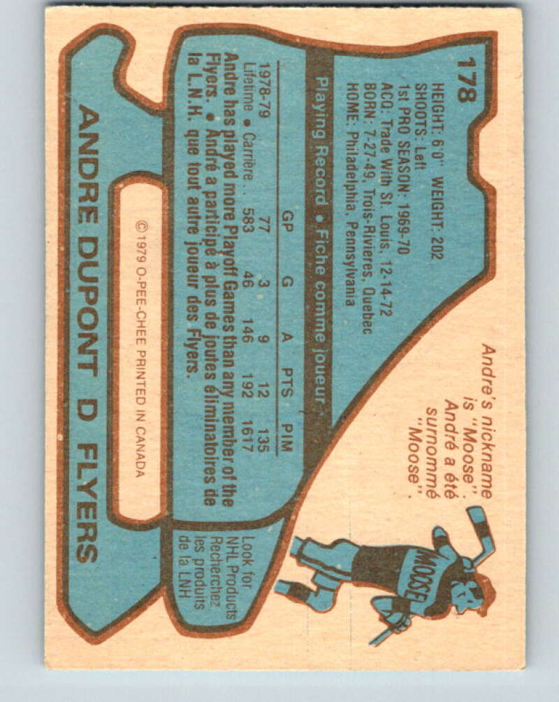 1979-80 O-Pee-Chee #178 Andre Dupont Philadelphia Flyers V18382