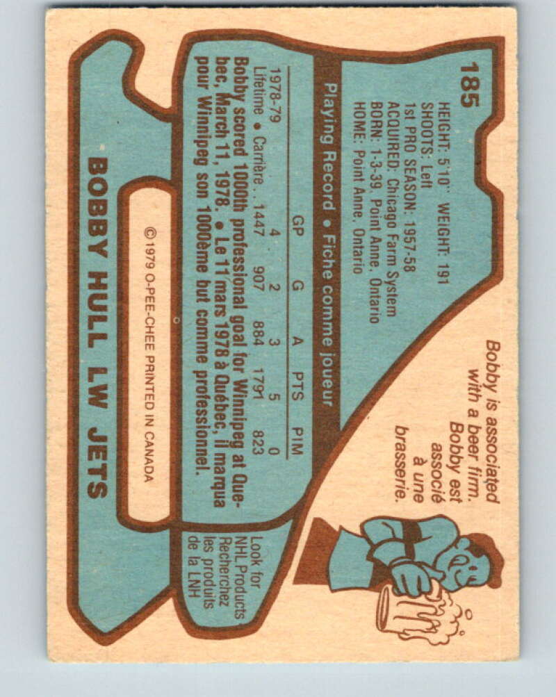 1979-80 O-Pee-Chee #185 Bobby Hull Winnipeg Jets V18459