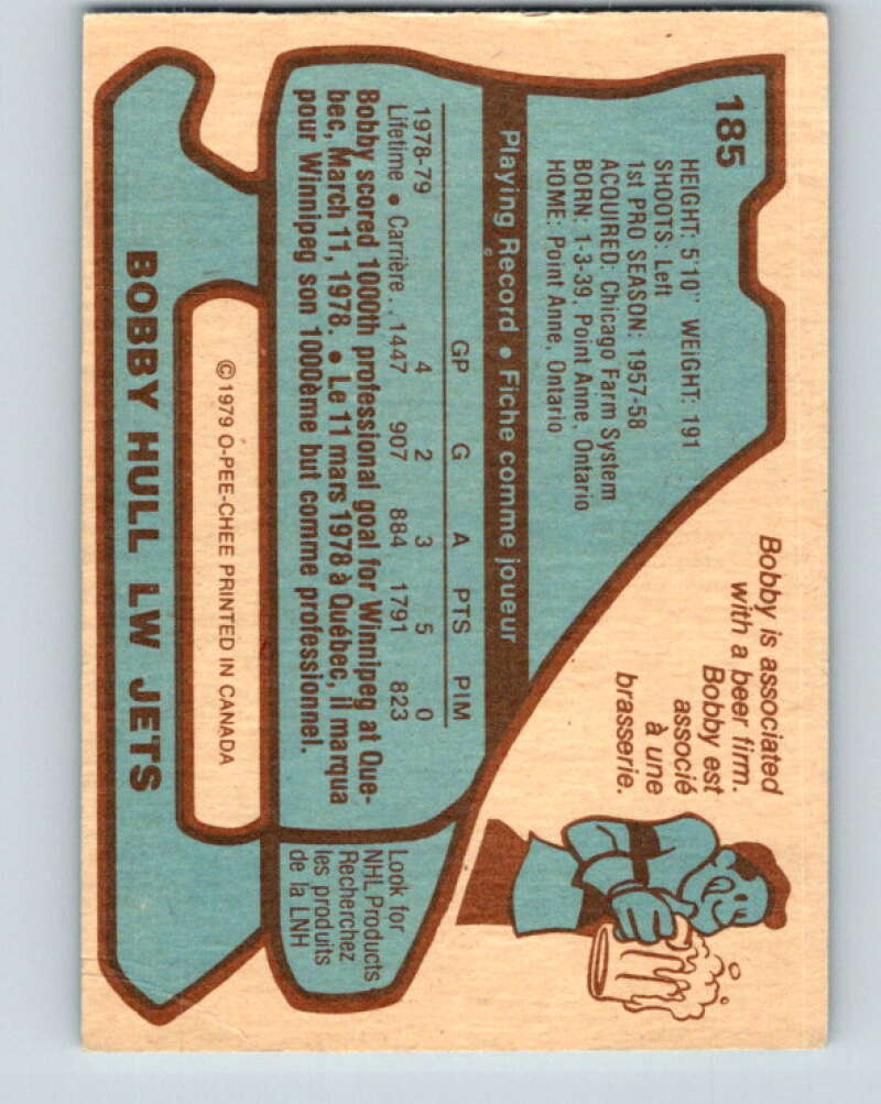 1979-80 O-Pee-Chee #185 Bobby Hull Winnipeg Jets V18461