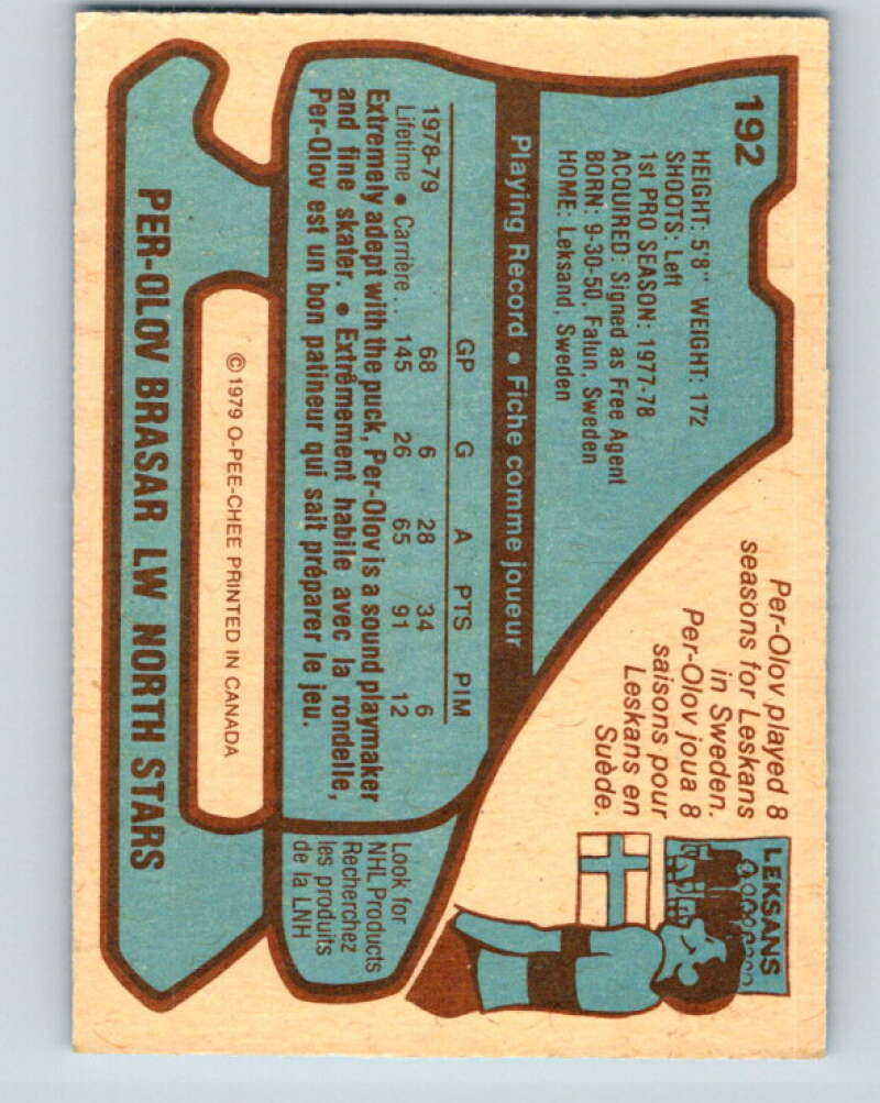 1979-80 O-Pee-Chee #192 Per-Olov Brasar Minnesota North Stars V18523