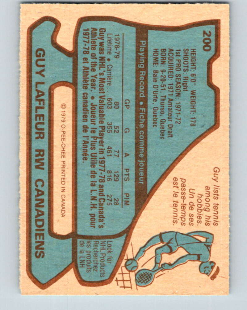 1979-80 O-Pee-Chee #200 Guy Lafleur AS Montreal Canadiens V18618