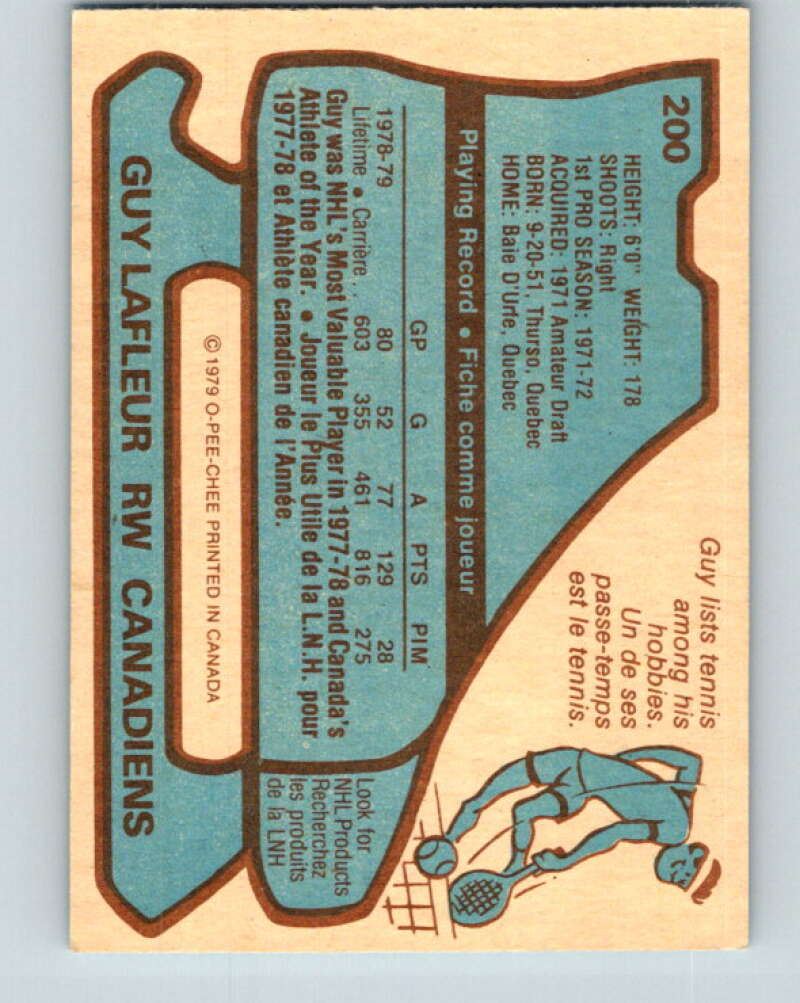 1979-80 O-Pee-Chee #200 Guy Lafleur AS Montreal Canadiens V18619