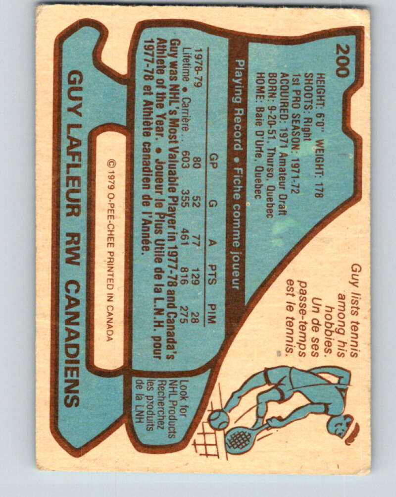 1979-80 O-Pee-Chee #200 Guy Lafleur AS Montreal Canadiens V18621