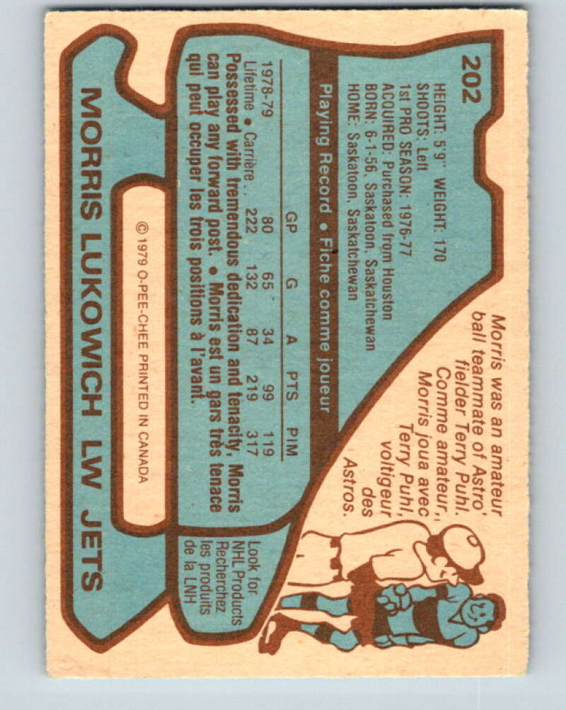 1979-80 O-Pee-Chee #202 Morris Lukowich RC Rookie Winnipeg Jets V18647