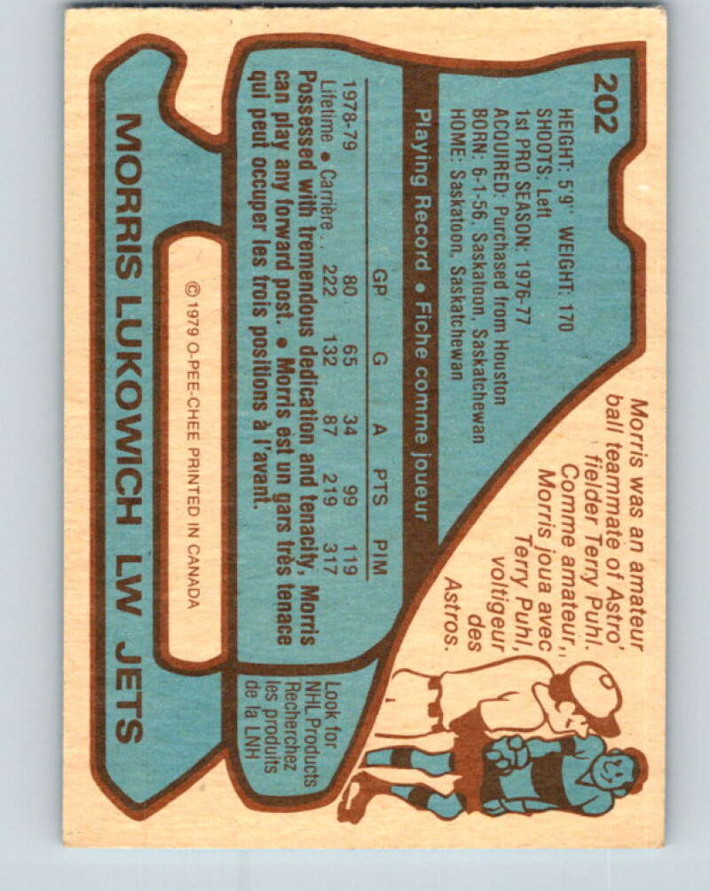 1979-80 O-Pee-Chee #202 Morris Lukowich RC Rookie Winnipeg Jets V18648