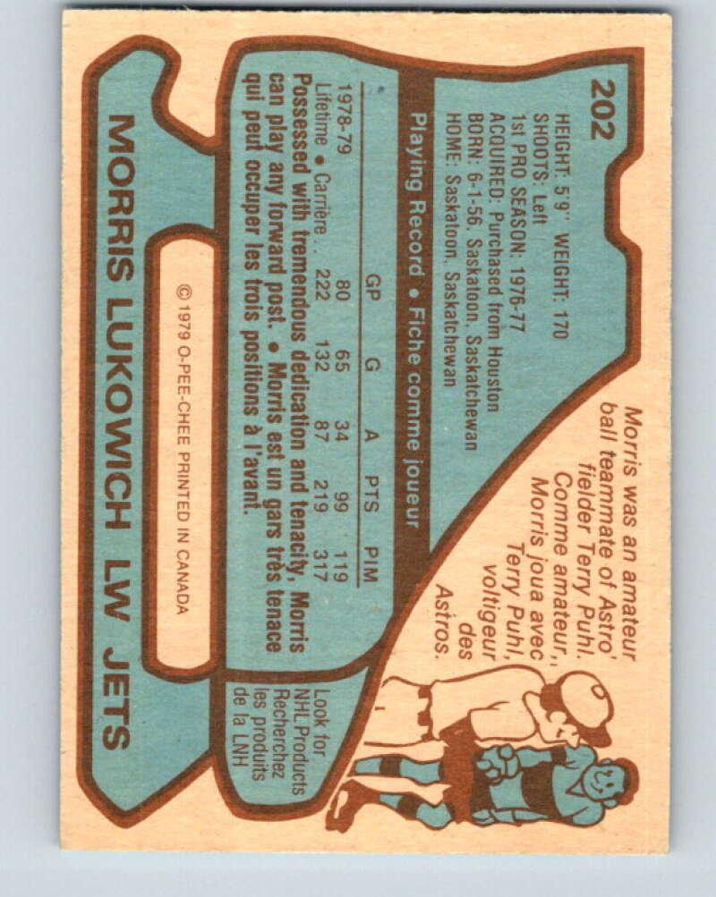 1979-80 O-Pee-Chee #202 Morris Lukowich RC Rookie Winnipeg Jets V18650