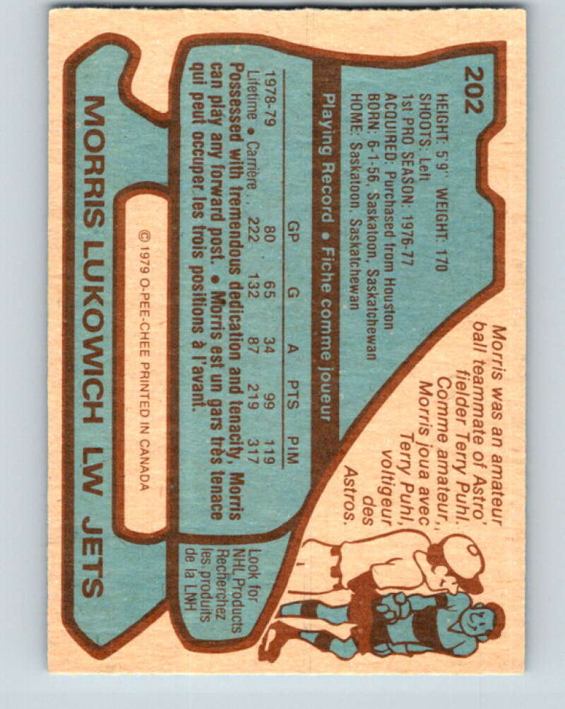 1979-80 O-Pee-Chee #202 Morris Lukowich RC Rookie Winnipeg Jets V18652