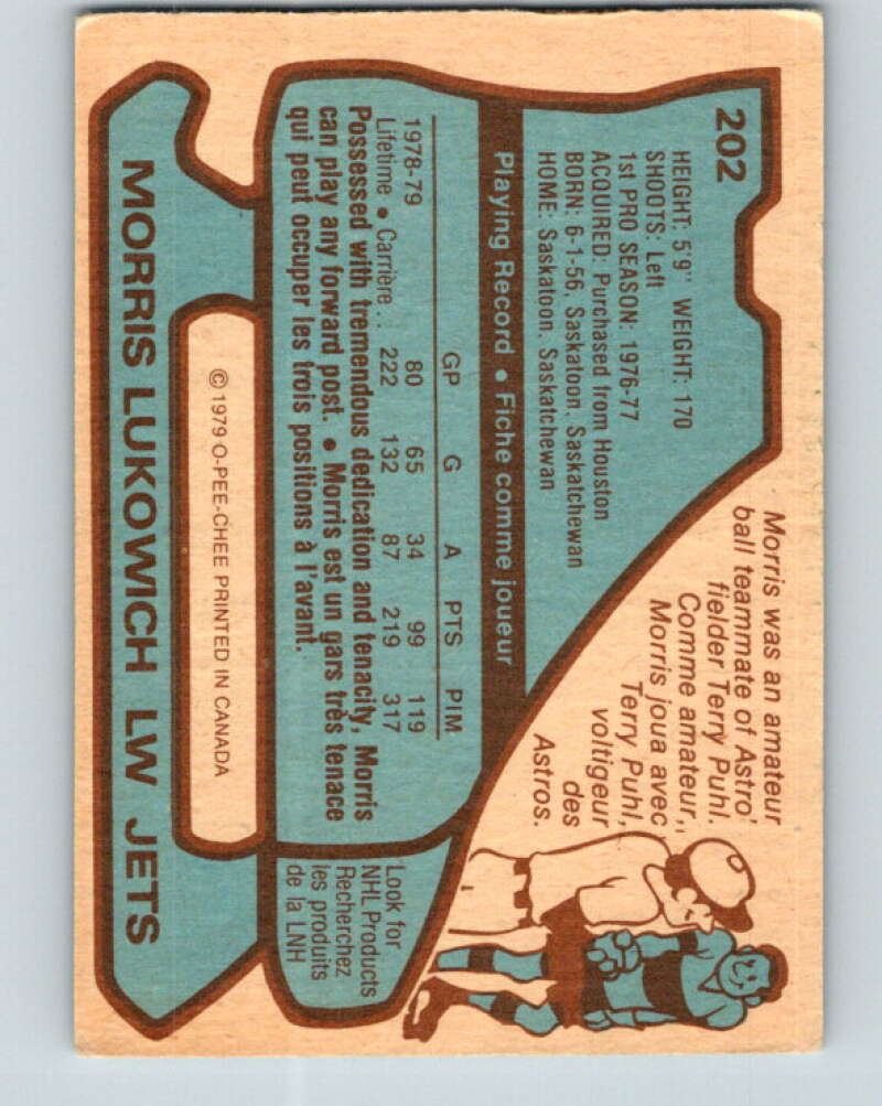 1979-80 O-Pee-Chee #202 Morris Lukowich RC Rookie Winnipeg Jets V18657