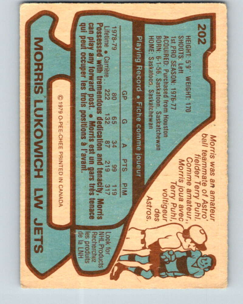 1979-80 O-Pee-Chee #202 Morris Lukowich RC Rookie Winnipeg Jets V18658