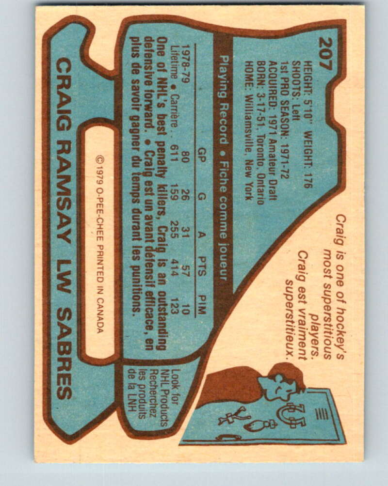 1979-80 O-Pee-Chee #207 Craig Ramsay Buffalo Sabres V18689