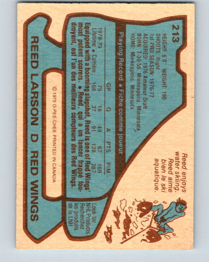 1979-80 O-Pee-Chee #213 Reed Larson Detroit Red Wings V18734