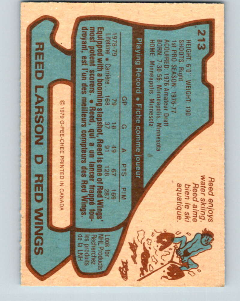 1979-80 O-Pee-Chee #213 Reed Larson Detroit Red Wings V18735