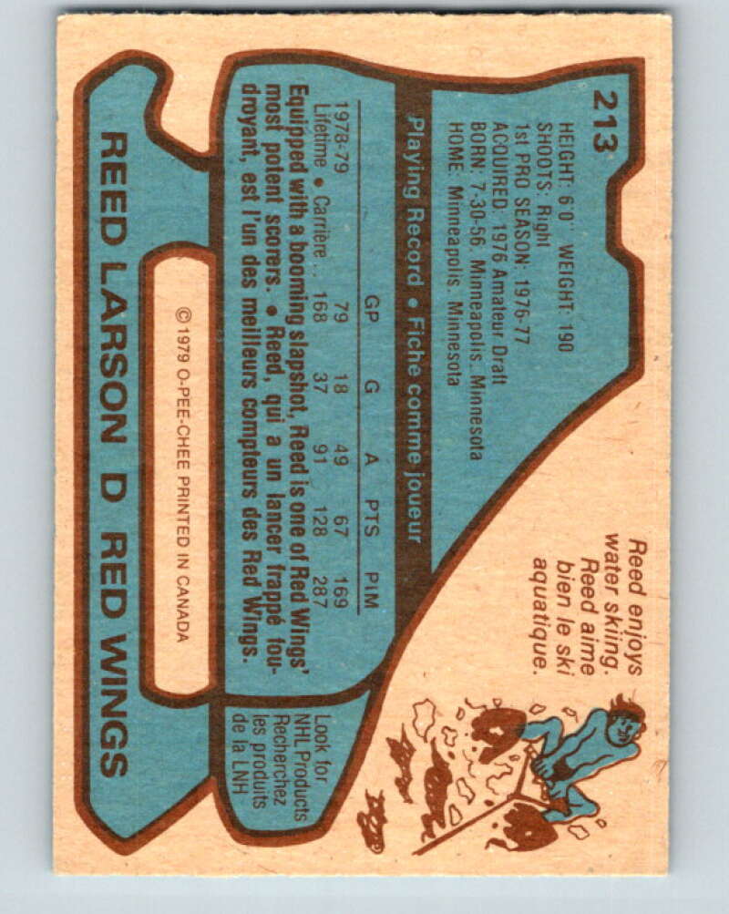 1979-80 O-Pee-Chee #213 Reed Larson Detroit Red Wings V18736