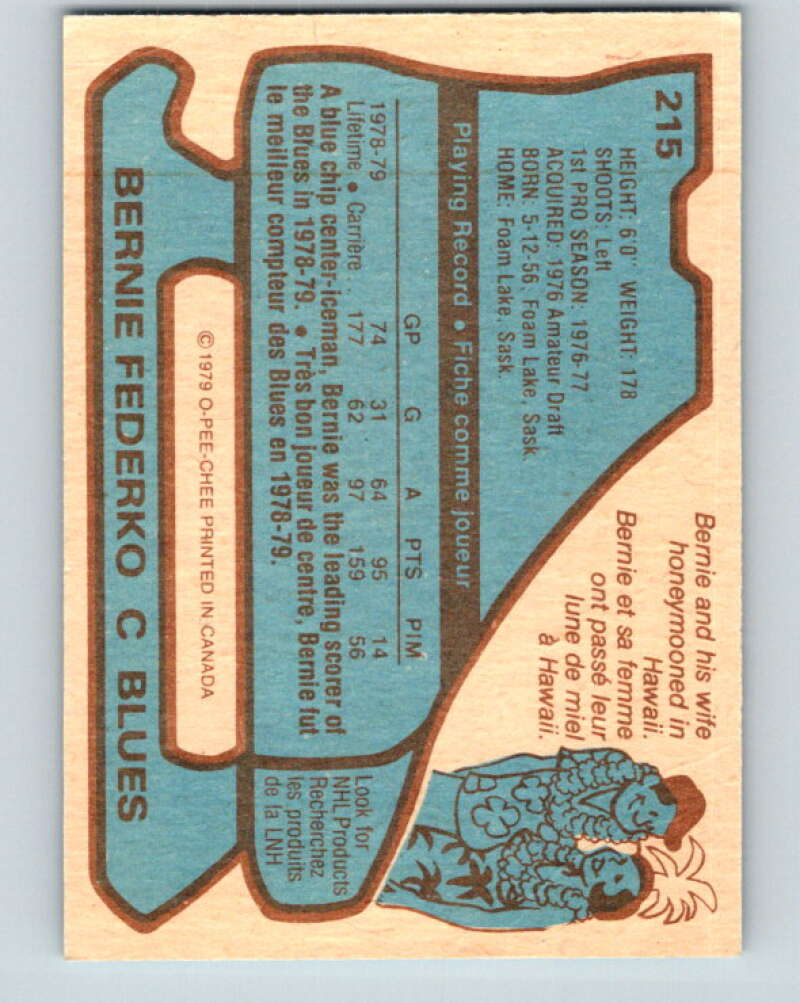 1979-80 O-Pee-Chee #215 Bernie Federko St. Louis Blues V18777