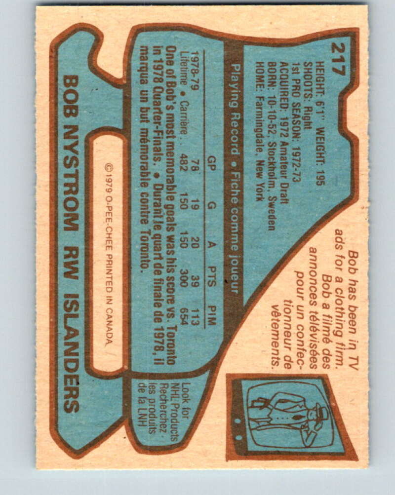 1979-80 O-Pee-Chee #217 Bob Nystrom New York Islanders V18798