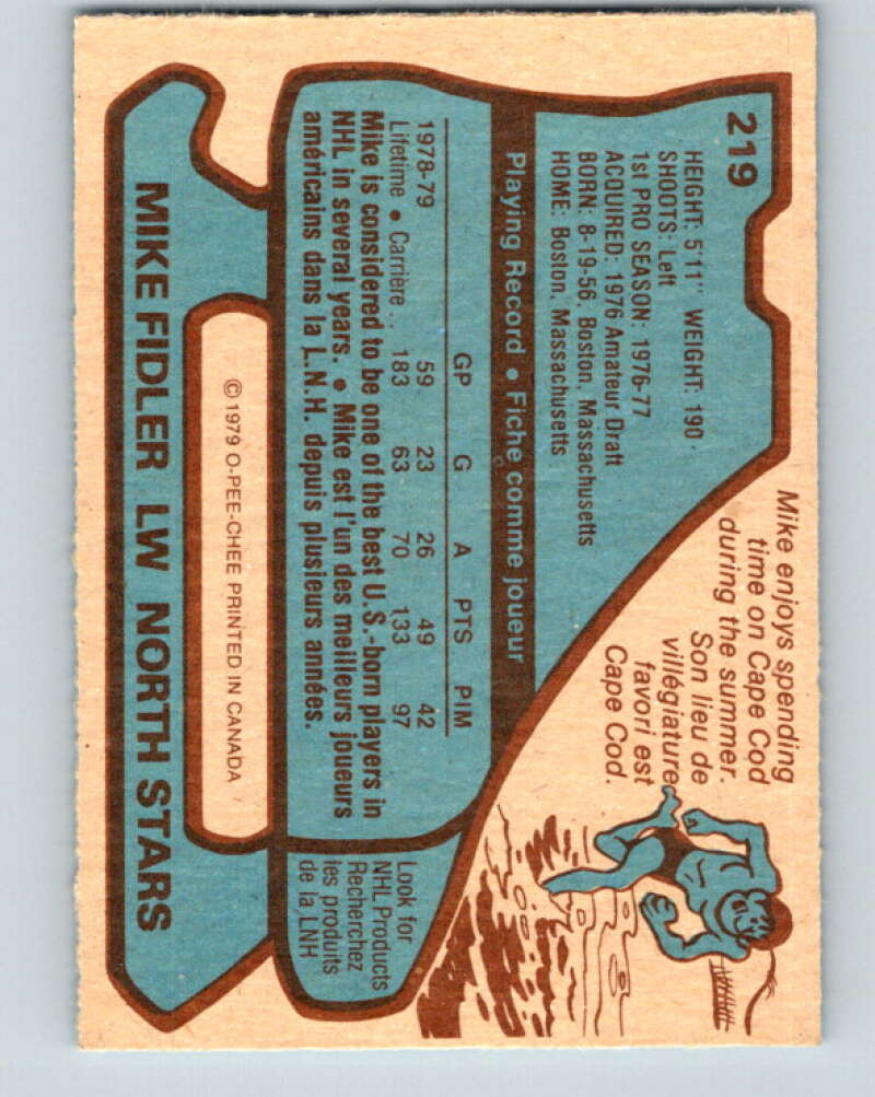 1979-80 O-Pee-Chee #219 Mike Fidler Minnesota North Stars V18826